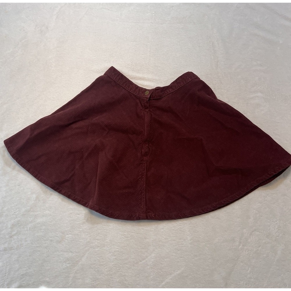 American Apparel Jeans Burgundy Corduroy Cotton Denim Skater Mini Skirt S Vintag
